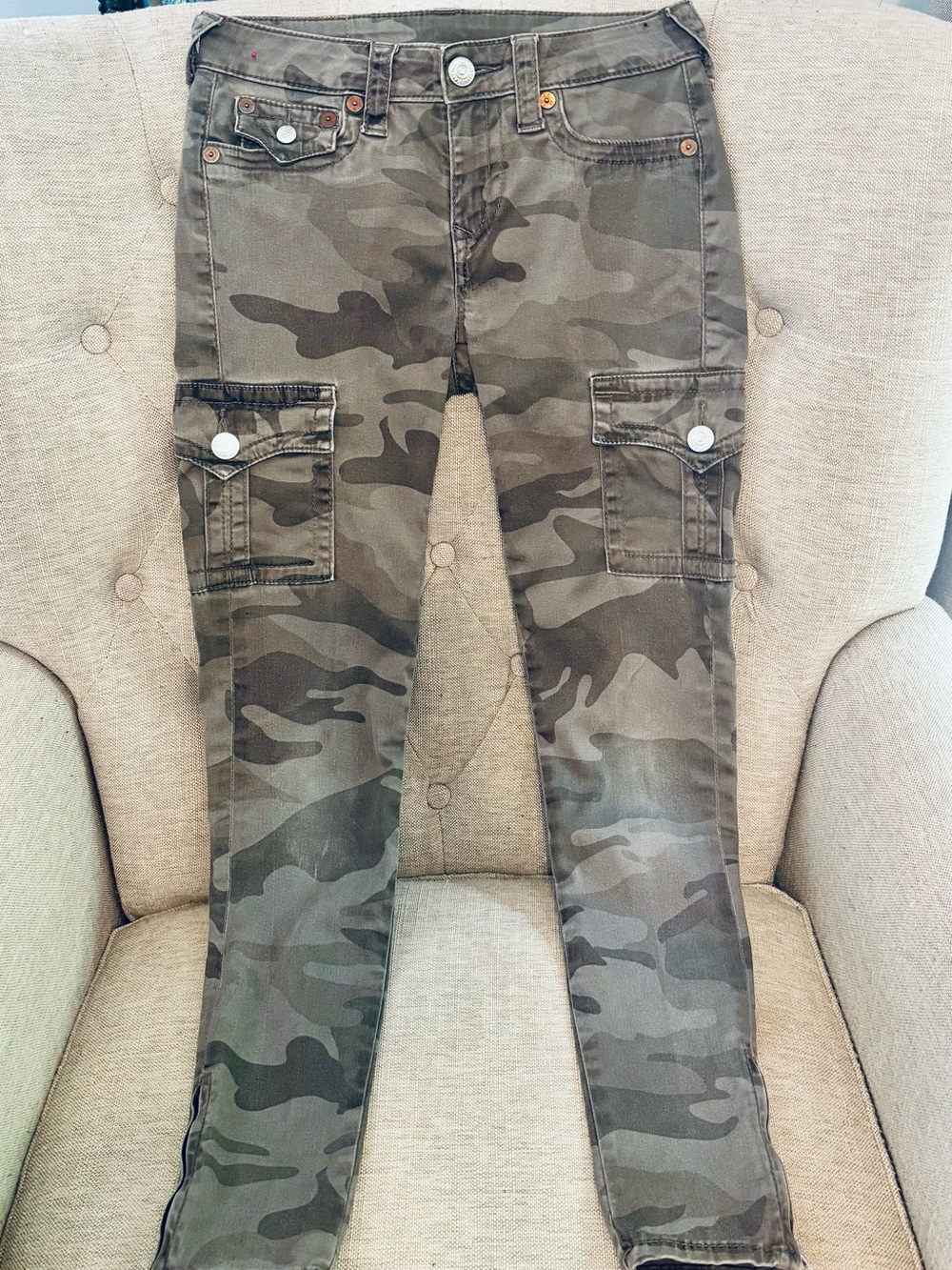 True Religion Skinny Cargo Jeans - Olive Green